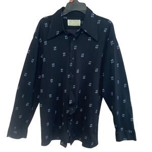 King's Road Sears Vintage Men's Button Up Long Sleeve Shirt Polyester M